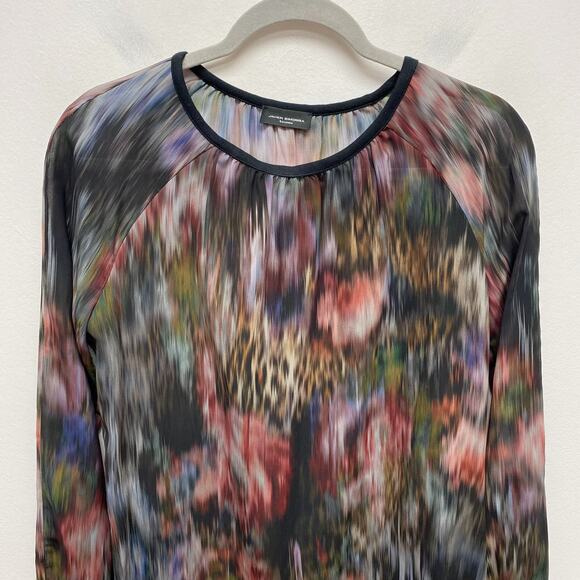 Javier Simorra Barcelona Womens Multicolor Printed Semi Sheer Long Sleeve Top 6 - Picture 2 of 9